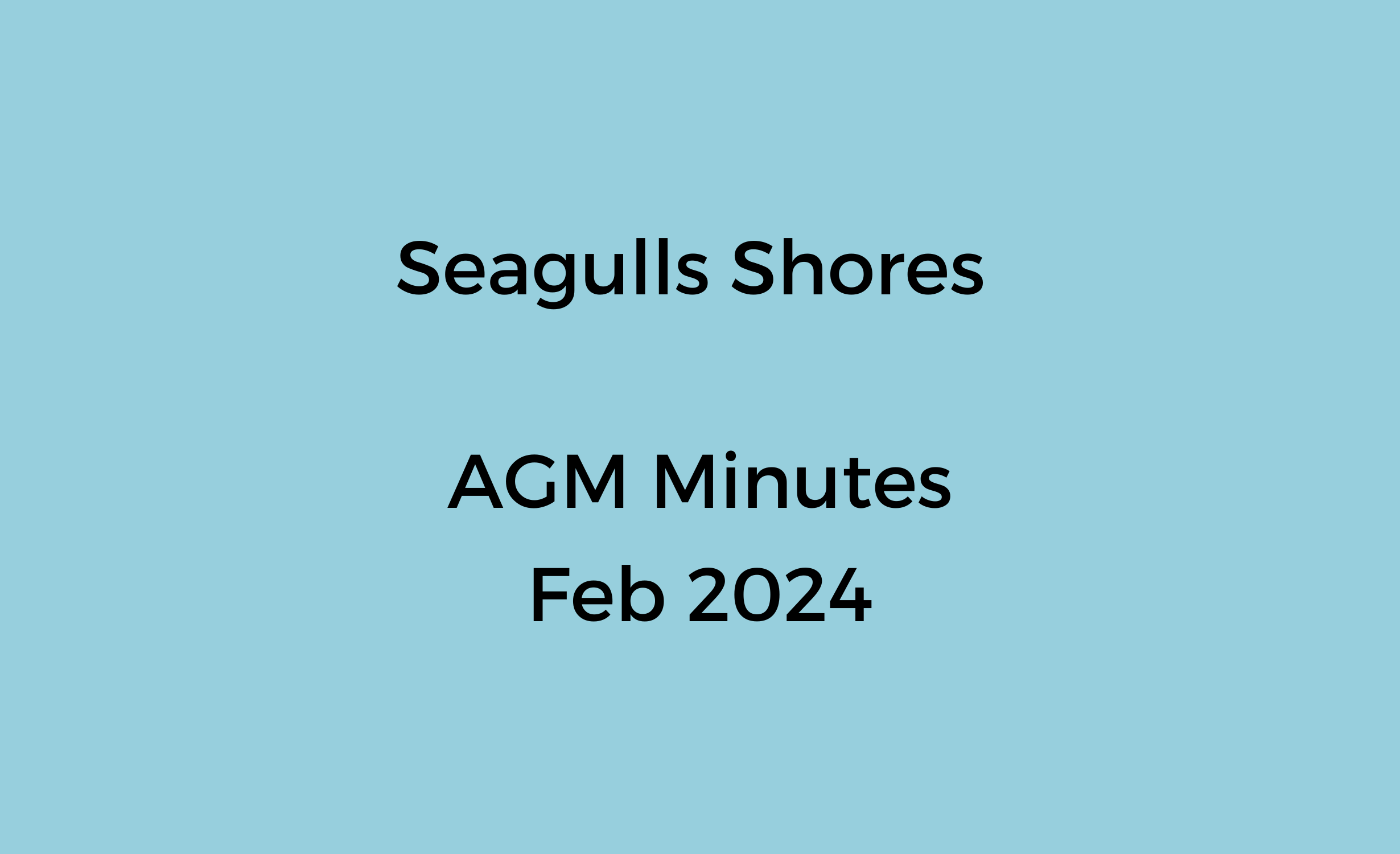 Seagulls Shores AGM 2024